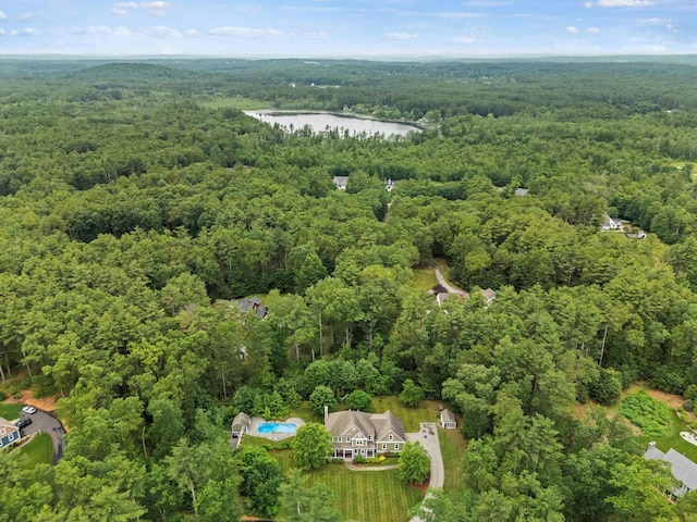 10 Benjamins Way, Hollis, NH 03049 - aerial overview of property's location with a heavily wooded area and a large body of water