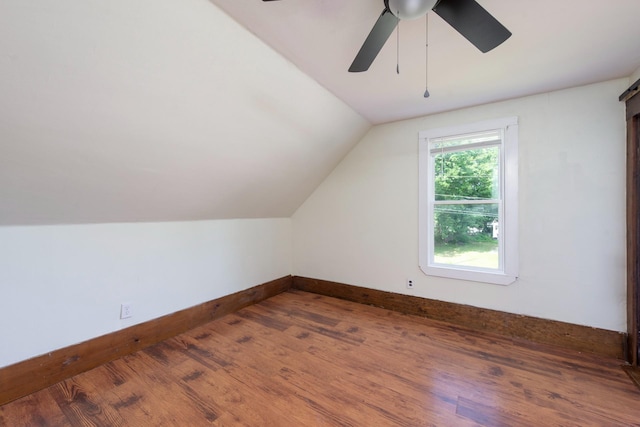 24 Church St, Wakefield, NH 03872 - additional living space featuring wood finished floors, vaulted ceiling, and a ceiling fan
