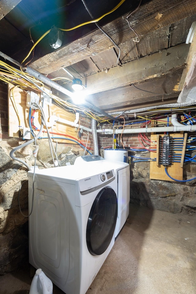 24 Church St, Wakefield, NH 03872 - unfinished basement with washing machine and clothes dryer and water heater