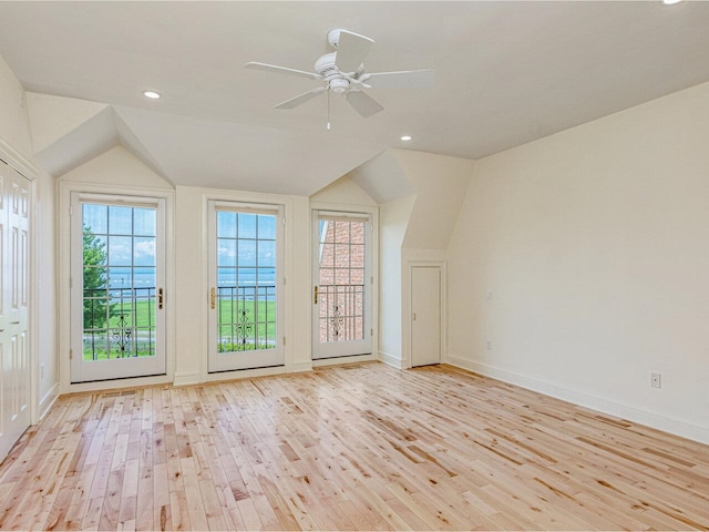 200 Lake St Unit 10, Burlington, VT 05401 - bonus room featuring hardwood / wood-style flooring, lofted ceiling, ceiling fan, and recessed lighting