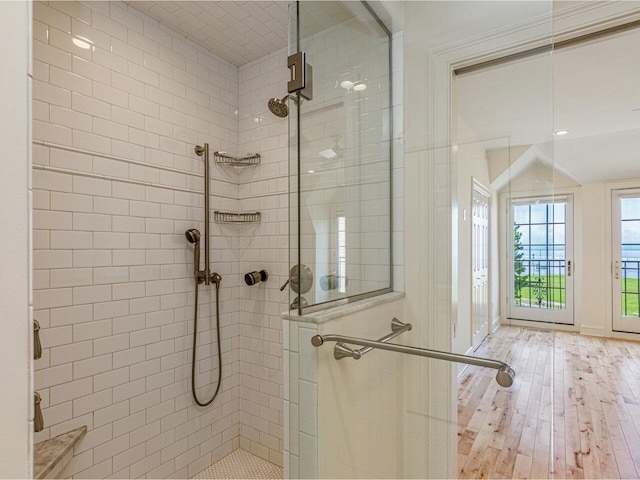 200 Lake St Unit 10, Burlington, VT 05401 - bathroom with a stall shower and hardwood / wood-style flooring