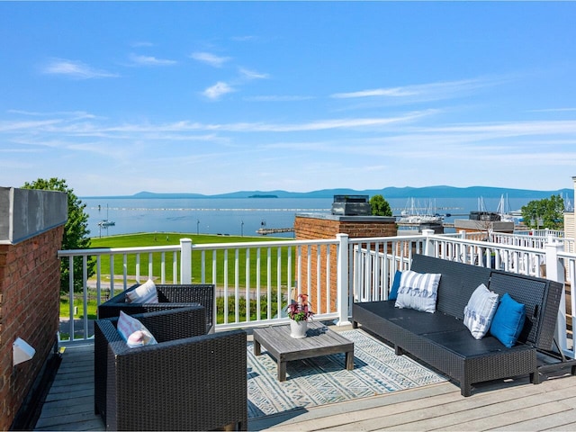 200 Lake St Unit 10, Burlington, VT 05401 - wooden terrace with a water and mountain view