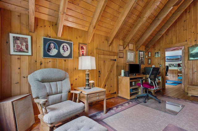 7 Reidy Way, Littleton, NH 03561 - office featuring wood-type flooring, wooden ceiling, and wood walls