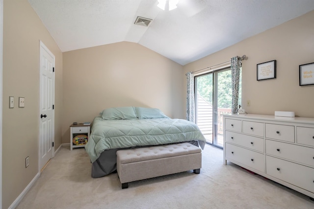19 Village Falls Way, Merrimack, NH 03054 - bedroom with lofted ceiling, light colored carpet, and access to exterior