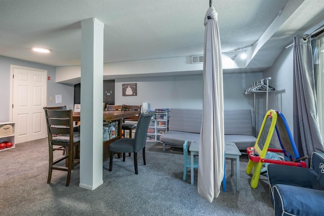 19 Village Falls Way, Merrimack, NH 03054 - dining space with carpet and a textured ceiling