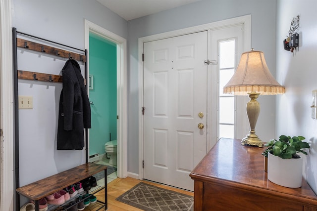 19 Village Falls Way, Merrimack, NH 03054 - foyer entrance featuring baseboard heating and light wood-style floors