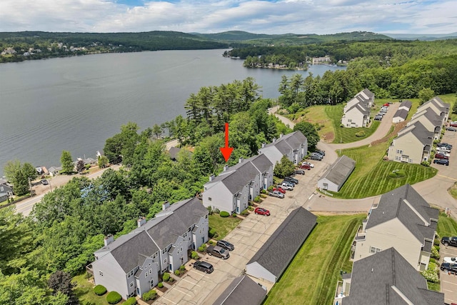 53 Evergreens Dr Unit 3, Laconia, NH 03246 - aerial view of residential area featuring a nearby body of water and a heavily wooded area