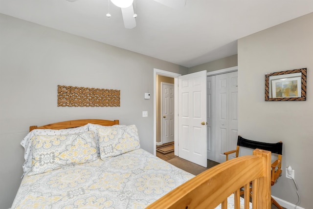 53 Evergreens Dr Unit 3, Laconia, NH 03246 - bedroom featuring a closet and a ceiling fan