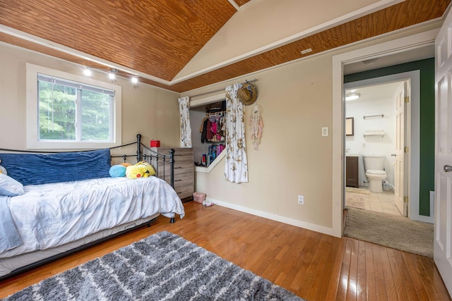 12 Water Rd, Goffstown, NH 03045 - bedroom featuring lofted ceiling, wood-type flooring, and wooden ceiling