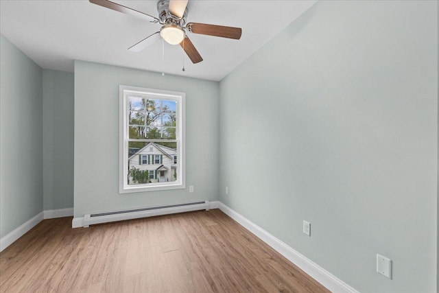 23 Ferris St Unit 102, Saint Albans City, VT 05478 - spare room with baseboard heating, wood finished floors, and ceiling fan