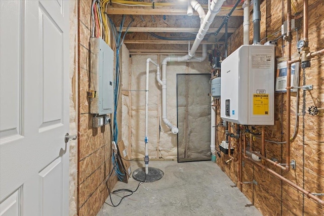 23 Ferris St Unit 102, Saint Albans City, VT 05478 - unfinished basement featuring water heater and electric panel