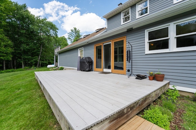 153 Mudgett Hill Rd, Loudon, NH 03307 - wooden terrace with area for grilling and a yard