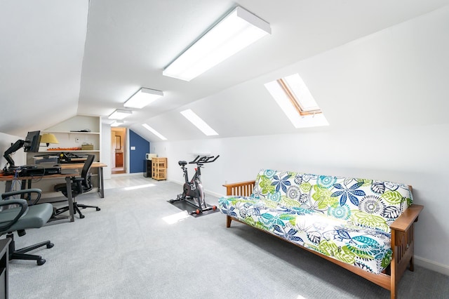 153 Mudgett Hill Rd, Loudon, NH 03307 - carpeted home office with a skylight and vaulted ceiling