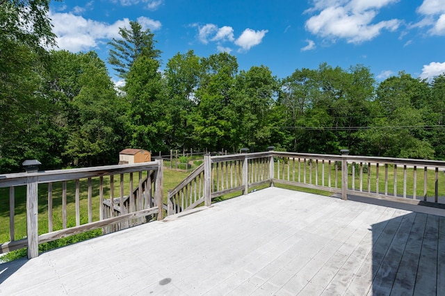 153 Mudgett Hill Rd, Loudon, NH 03307 - wooden terrace featuring a storage unit and a yard