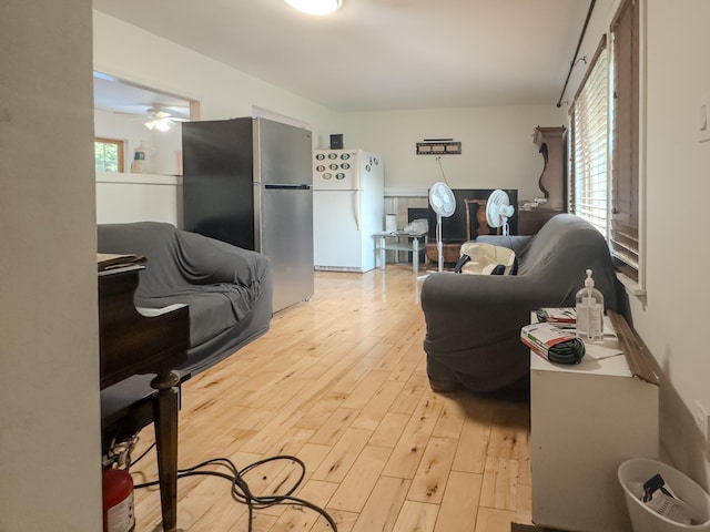 1 Wyeth Farm Cir, Lebanon, NH 03784 - living room featuring plenty of natural light, light wood-type flooring, and a ceiling fan