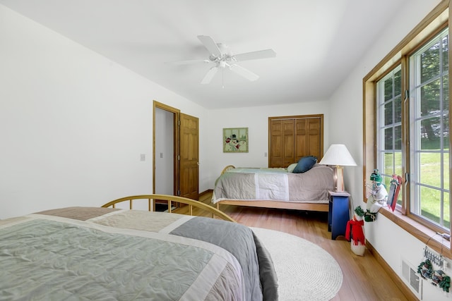 490 W Hill Rd, Ludlow, VT 05149 - bedroom featuring wood finished floors and a ceiling fan
