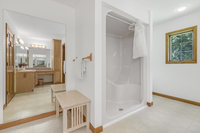 490 W Hill Rd, Ludlow, VT 05149 - bathroom with vanity and a shower