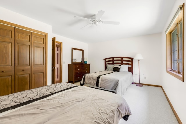490 W Hill Rd, Ludlow, VT 05149 - bedroom featuring carpet, a ceiling fan, and a closet