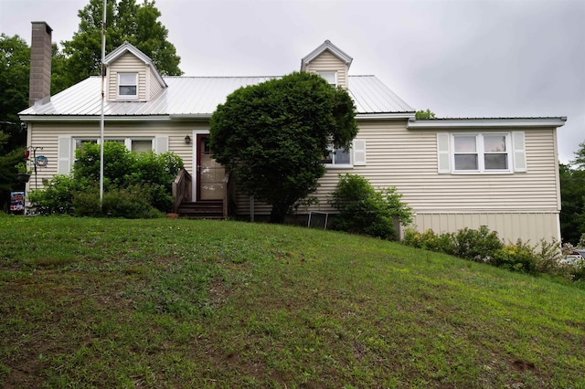 1061 Suncook Valley Rd, Barnstead, NH 03225 - view of front of home featuring a front lawn, a metal roof, and entry steps