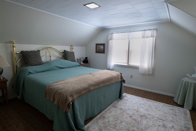 1061 Suncook Valley Rd, Barnstead, NH 03225 - bedroom with brick patterned floors and lofted ceiling