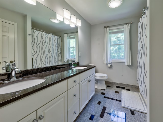 8 Sycamore Ct, Amherst, NH 03031 - bathroom with double vanity and curtained shower