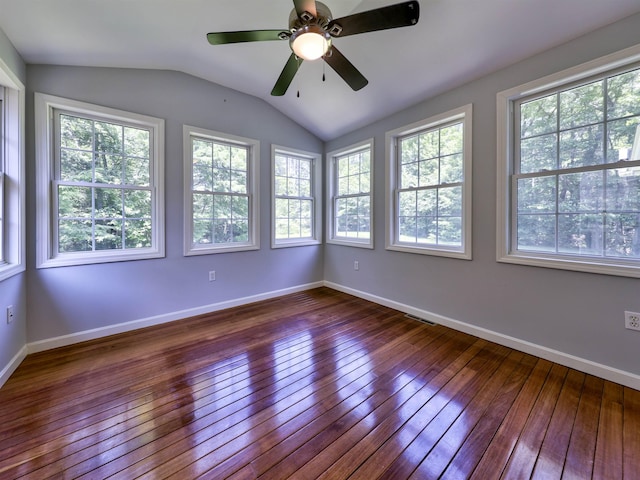 8 Sycamore Ct, Amherst, NH 03031 - spare room with plenty of natural light, wood-type flooring, lofted ceiling, and ceiling fan