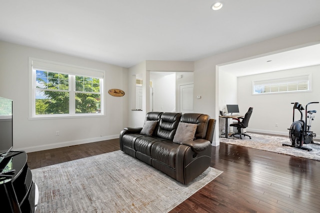 394 Zephyr Rd, Williston, VT 05495 - living area with a desk, dark wood-style floors, and recessed lighting