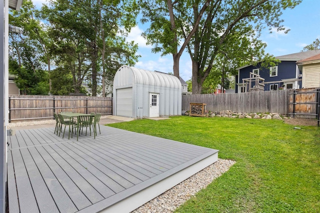 19 Baker St, Dover, NH 03820 - deck featuring an outbuilding, a fenced backyard, and outdoor dining space
