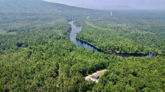 185 Huntress Bridge Rd, Effingham, NH 03882 - aerial view of property and surrounding area with a forest and a water and mountain view