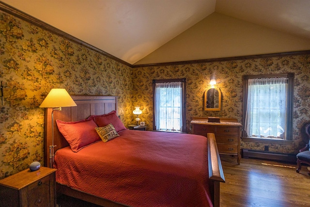 185 Huntress Bridge Rd, Effingham, NH 03882 - bedroom with vaulted ceiling and wood finished floors