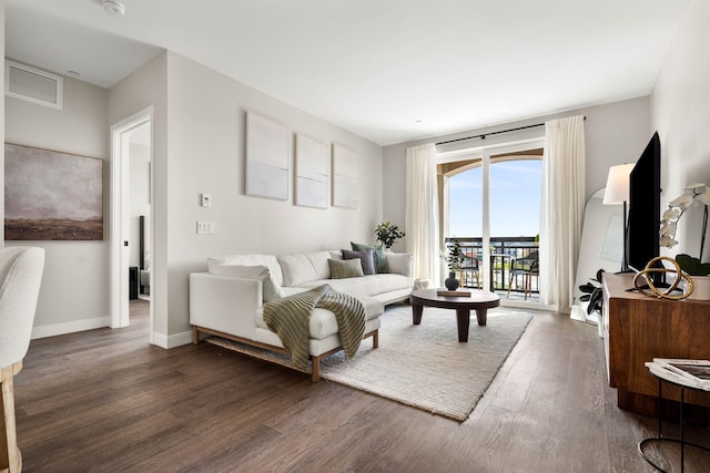 18 Artisan Dr Unit 416, Salem, NH 03079 - living room featuring dark wood-style flooring and baseboards