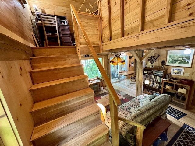 14 Threshold Way, Corinth, VT 05040 - stairway with wooden walls and wood finished floors