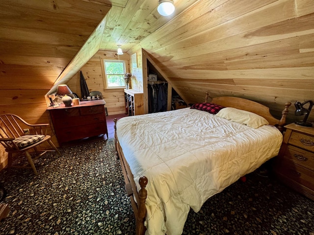 14 Threshold Way, Corinth, VT 05040 - bedroom with wood ceiling, lofted ceiling, and wood walls
