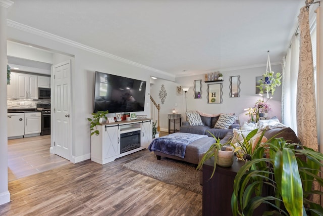 13 Rangers Dr Unit B, Hudson, NH 03051 - living room with ornamental molding, light wood-type flooring, and a fireplace