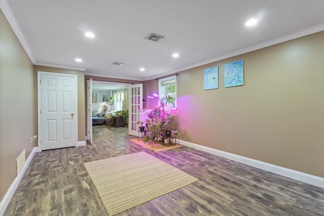 13 Rangers Dr Unit B, Hudson, NH 03051 - corridor with crown molding, recessed lighting, wood finished floors, and french doors