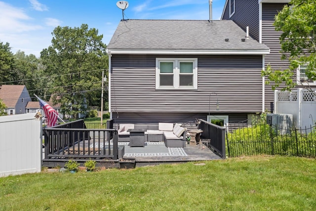 13 Rangers Dr Unit B, Hudson, NH 03051 - rear view of property with an outdoor living space, a deck, and a shingled roof