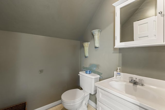 223 Atlantic Ave, North Hampton, NH 03862 - bathroom featuring vanity and vaulted ceiling