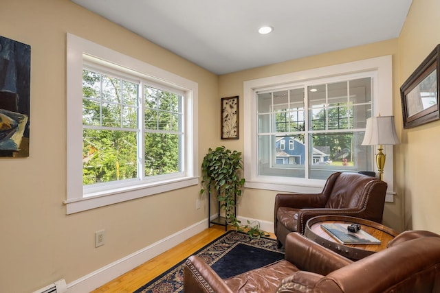 96 Madbury Rd, Durham, NH 03824 - sitting room featuring light wood-type flooring, baseboard heating, and recessed lighting