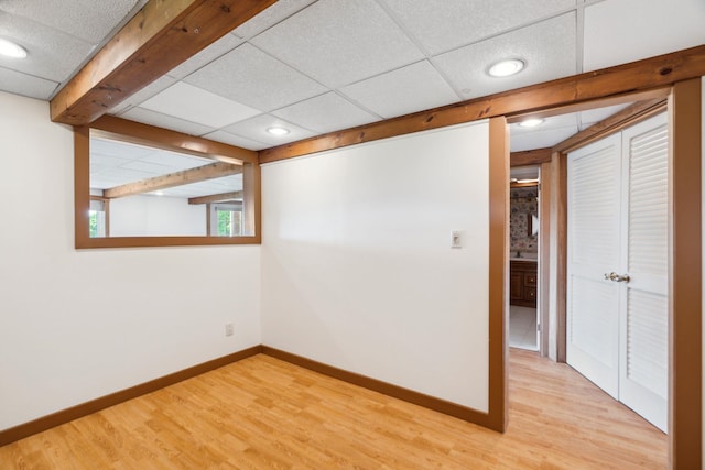 2208-2432 Backway Rd, Corinth, VT 05039 - empty room featuring a paneled ceiling, light wood-style flooring, and recessed lighting