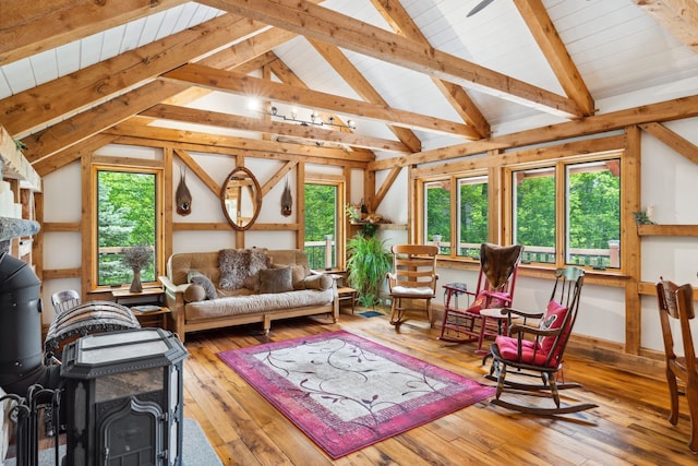 2208-2432 Backway Rd, Corinth, VT 05039 - sunroom / solarium with a wood stove and plenty of natural light