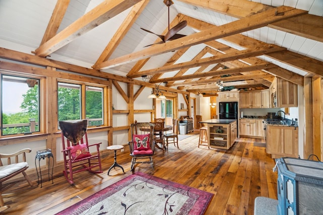 2208-2432 Backway Rd, Corinth, VT 05039 - living area with hardwood / wood-style flooring and a ceiling fan
