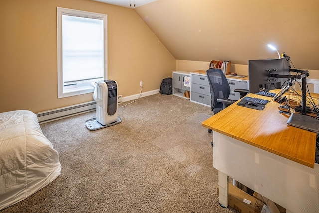 203 Blackwater Rd, Somersworth, NH 03878 - carpeted office space with a baseboard radiator and vaulted ceiling