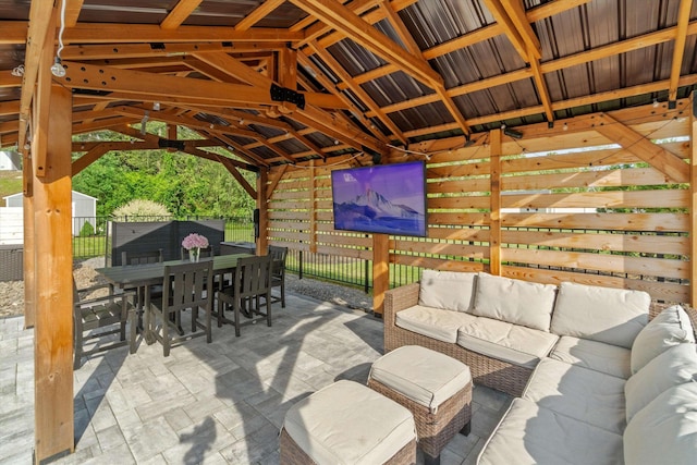 16 Daniels Dr, Lee, NH 03861 - view of patio / terrace with an outdoor hangout area, outdoor dining space, and a gazebo