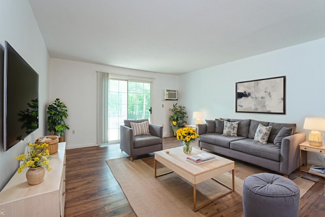 5 Autumn Leaf Dr Unit 24, Nashua, NH 03060 - living area featuring dark wood finished floors and an AC wall unit