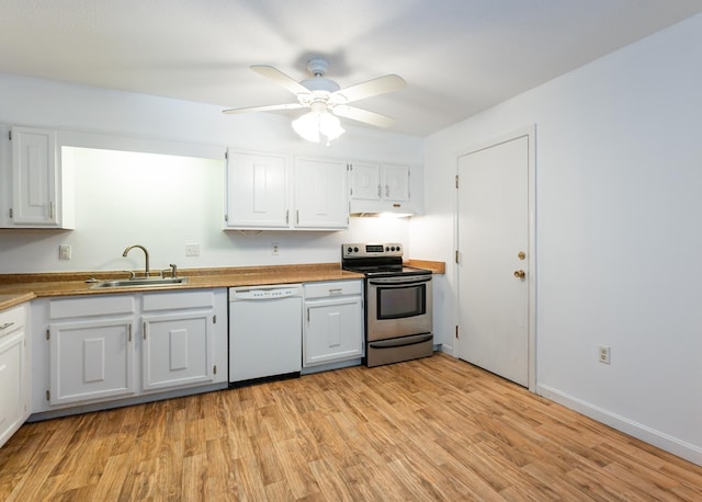 5 Autumn Leaf Dr Unit 24, Nashua, NH 03060 - kitchen featuring dishwasher, electric range, under cabinet range hood, light wood finished floors, and white cabinetry