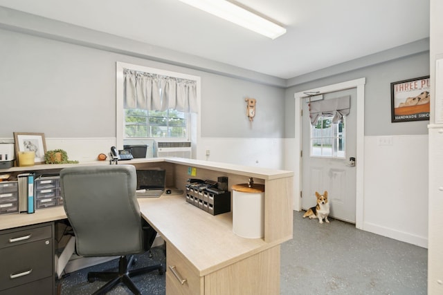 153 May St, Canaan, NH 03741 - home office with a wainscoted wall, built in study area, and cooling unit