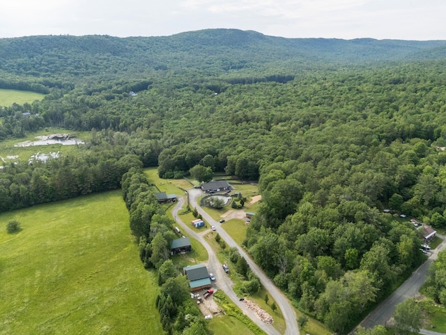 153 May St, Canaan, NH 03741 - aerial view of property and surrounding area with a heavily wooded area and mountains