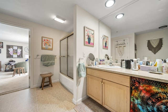 34 Mammoth Rd Unit 1, Hooksett, NH 03106 - full bathroom featuring vanity, combined bath / shower with glass door, and recessed lighting