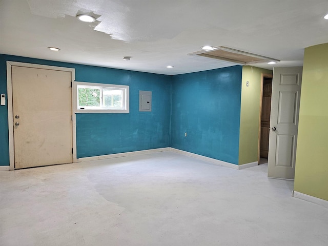 42 Upper Knight St, Keene, NH 03431 - empty room featuring attic access, concrete flooring, recessed lighting, and electric panel