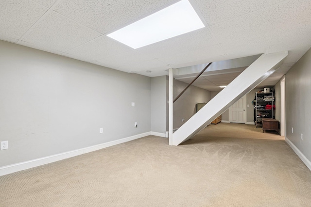 20 Meadow Ln, Atkinson, NH 03811 - finished below grade area featuring carpet, stairs, and a drop ceiling